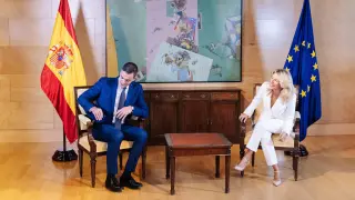 Pedro Sánchez y Yolanda Díaz este miércoles en el Congreso