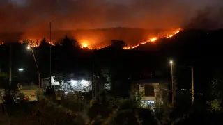Uno de los frentes de los incendios forestales en la provincia argentina de Córdoba.