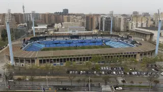 Vista del campo municipal de fútbol de La Romareda, en la avenida de Isabel la Católica