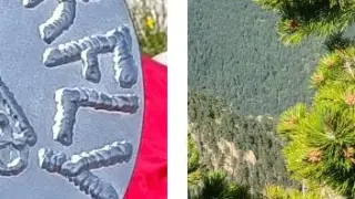 La placa de recuerdo a Álex Villar colocada en el mismo lugar desde donde hizo su último y fatídico salto base en Punta Calva, en el valle de Chistau.