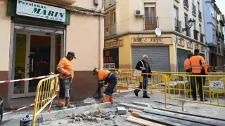 Las obras en la calle de Agustina de Aragón, este miércoles