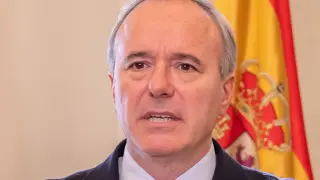 Jorge Azcón, en su declaración institucional sobre el acuerdo PSOE-Junts