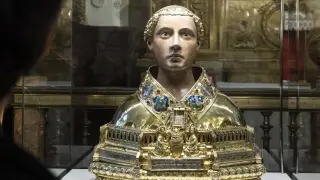 El busto relicario de San Vicente, tras su restauración, completada el año pasado.