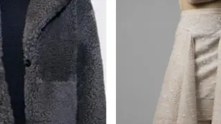 De izquierda a derecha, un vestido y un abrigo de Mango (de 1.000 euros), un conjunto de Zara y una cazadora de H&M de sus líneas más caras.