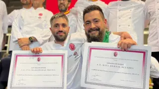 El oscense Raúl Bernal, a la derecha, ha compartido el premio de mejor maestro chocolatero de España con Pol Marginedas.