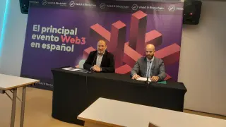 Alberto López, director de Desarrollo de Negocio, y, Daniel Labeaga, de la Asociación Blockchain Aragón.