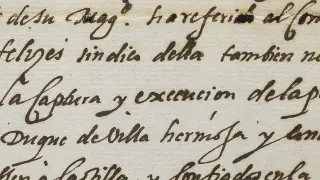 Parte del documento del archivo municipal de Bolea con el que la Hoya conmemora  el aniversario de la ejecución del Justicia de Aragón por orden del rey Felipe II.