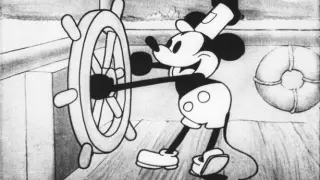 Mickey Mouse, en su primer cortometraje, ''El barco de vapor de Willie'.