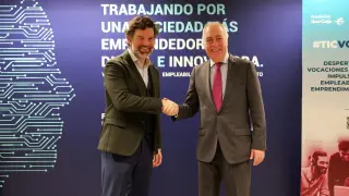 Íñigo de Yarza, presidente de la Fundación hiberus, y José Luis Rodrigo, director general de la Fundación Ibercaja.