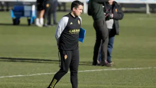 Julio Velázquez, este jueves durante el entrenamiento del equipo en la Ciudad Deportiva.