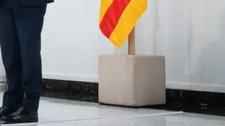 El presidente de la Generalitat de Catalunya, Pere Aragonès, ofrece una rueda de prensa, en el Palau de la Generalitat,