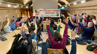 Los sindicatos Stepa y Cata se han encerrado este miércoles por la tarde en la sala Hermanos Bayeu del Pignatelli