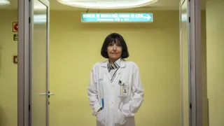 Cristina Íñiguez, este viernes, en el Hospital Clínico Universitario Lozano Blesa de Zaragoza.
