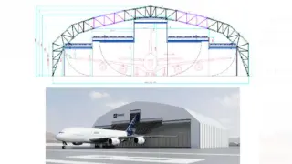 Infografía que recrea el aspecto que tendrá el hangar desmontable.Heraldo.es