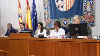 La presidenta de las Cortes de Aragón, Marta Fernández, en el pleno celebrado este jueves.