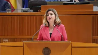 Claudia Pérez Forniés, consejera de Educación, este jueves en el pleno de las Cortes de Aragón.