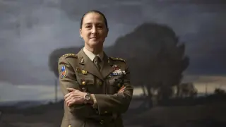 La coronel María Gracia Cañadas García-Baquero, este jueves en el Patio de la Infanta en Zaragoza