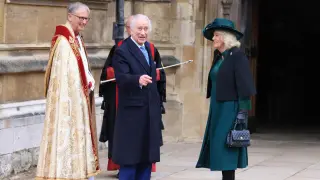 Britain's King Charles and Queen Camilla attend Easter service