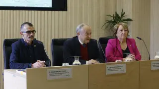 Jesús Sánchez, Carlos Gómez y Pilar Aznar, en la presentación del balance de 2023 del Centro de Solidaridad de Zaragoza-Proyecto Hombre