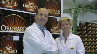 José Miguel y Menchu Guerrero en las instalación de Orchard Fruit.
