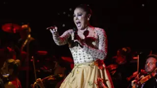 Isabel Pantoja, este sábado 25 de mayo, en su concierto en el pabellón Príncipe Felipe de Zaragoza.