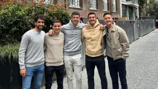 Ander Herrera, en Londres, junto a sus compañeros del Athletic Club.