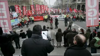 Un momento de la manifestación en Zaragoza