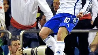 Colunga celebra uno de los siete goles que ha logrado en el Zaragoza.