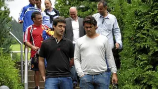 Poschner, en la concentración de verano en Alemania, nada más llegar al Real Zaragoza. Agapito, Herrera y Prieto viajaron para hablar con él.