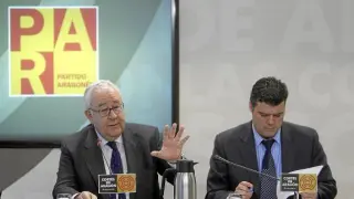 El presidente del PAR, José Ángel Biel, y el portavoz parlamentario, Javier Allué.