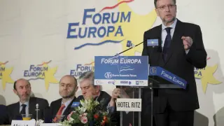 Marcelino Iglesias durante el desayuno del Forum Europa