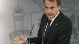 José Luis Rodríguez Zapatero durante la rueda de prensa ofrecida este martes