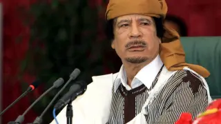 Muamar el Gadafi, durante un discurso.