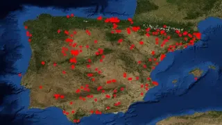 Imagen de la península Ibérica que señala las zonas en las que nace estramonio