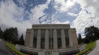 La sede de la ONU en Ginebra en una imagen realizada con una lente especial.