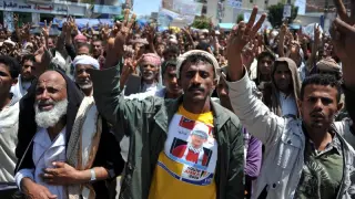 Opositores yemeníes se manifiestan contra el presidente Alí Abdalá Saleh en Saná