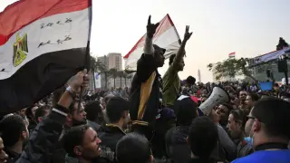 Manifestantes en Tahrir