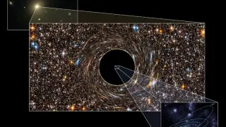 Imagen que muestra el enorme tamaño de uno de los agujeros negros.