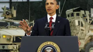 Obama durante su discurso hoy en Afganistán