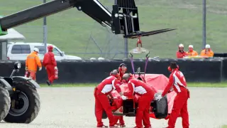 El coche de Alonso tras salirse de pista