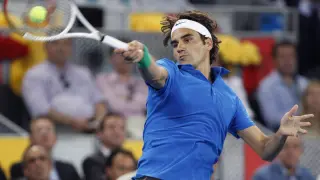 Roger Federer en su encuentro en el Mutua Open Madrid