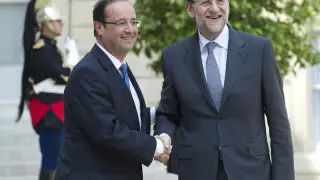 François Hollande Saluda a Mariano Rajoy