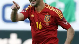 El asturiano, tras anotar su gol.
