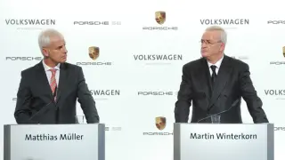 Matthias Müller y Martin Winterkorn, directores ejecutivos de Porsche y Volkswagen