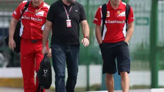 Fernando Alonso, a su llegada a Interlagos