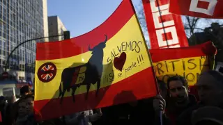 Protesta ante la sede de Iberia