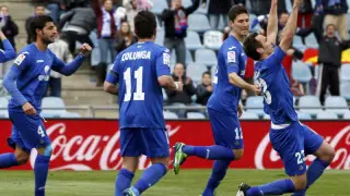 Los jugadores del Getafe celebran el gol