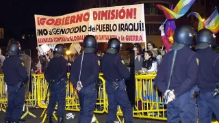 Policias antidisturbios, en una concentración de estudiantes