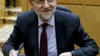 El presidente del Gobierno, Mariano Rajoy, en un pleno en el Senado.