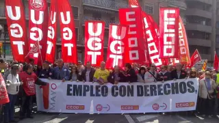 Cabecera de la manifestación de Zaragoza
